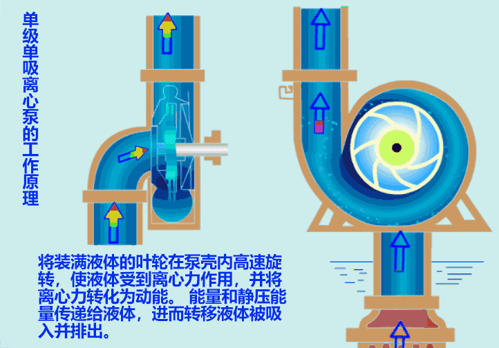 單級(jí)單吸離心泵的工作原理圖 單級(jí)單吸離心泵的工作原理圖