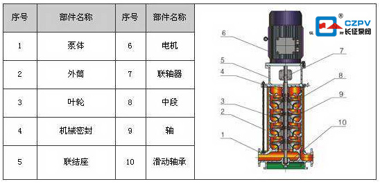 多級立式離心泵結(jié)構(gòu)圖 多級立式離心泵結(jié)構(gòu)圖